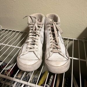 Nike high top blazers all white with Nike checks